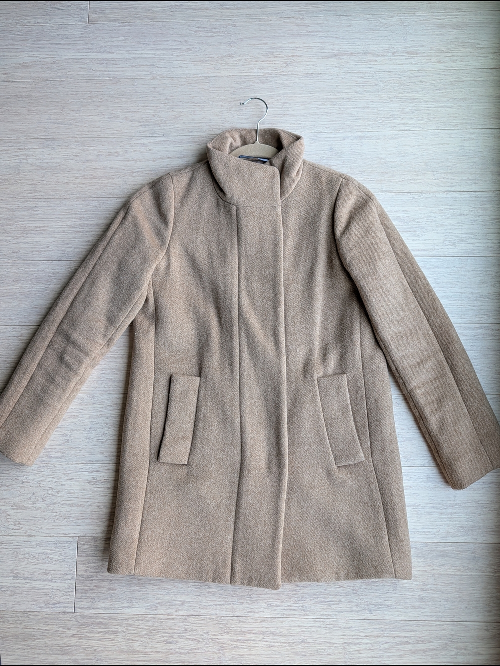 JCrew Wool Blend Stand-Collar City Coat in Camel